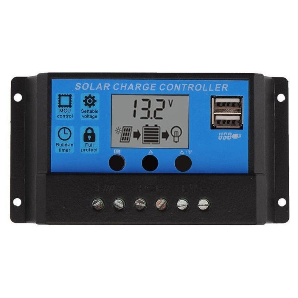 20A solar controller showing safety certification labels