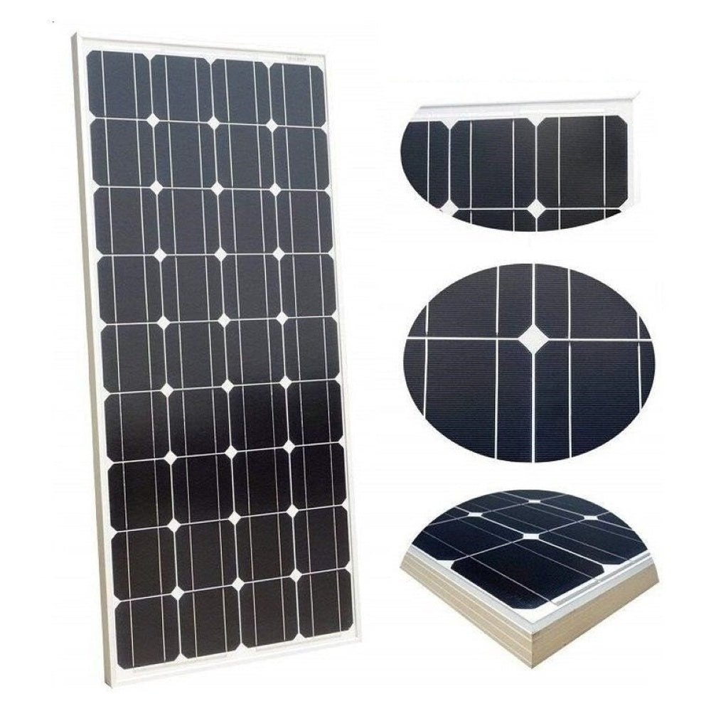 100W solar panel monocrystalline front view with aluminium frame