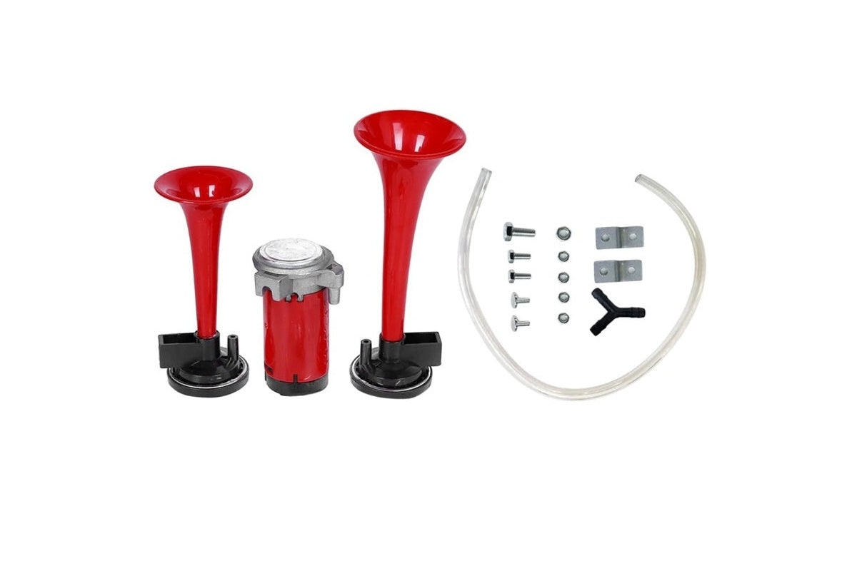 Dual Air Horn 12V mounted on truck for loud signalling