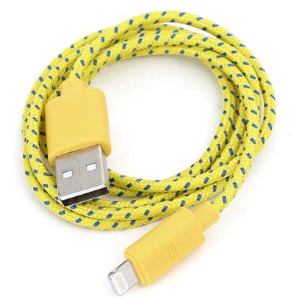 Yellow cable plugged into Apple device
