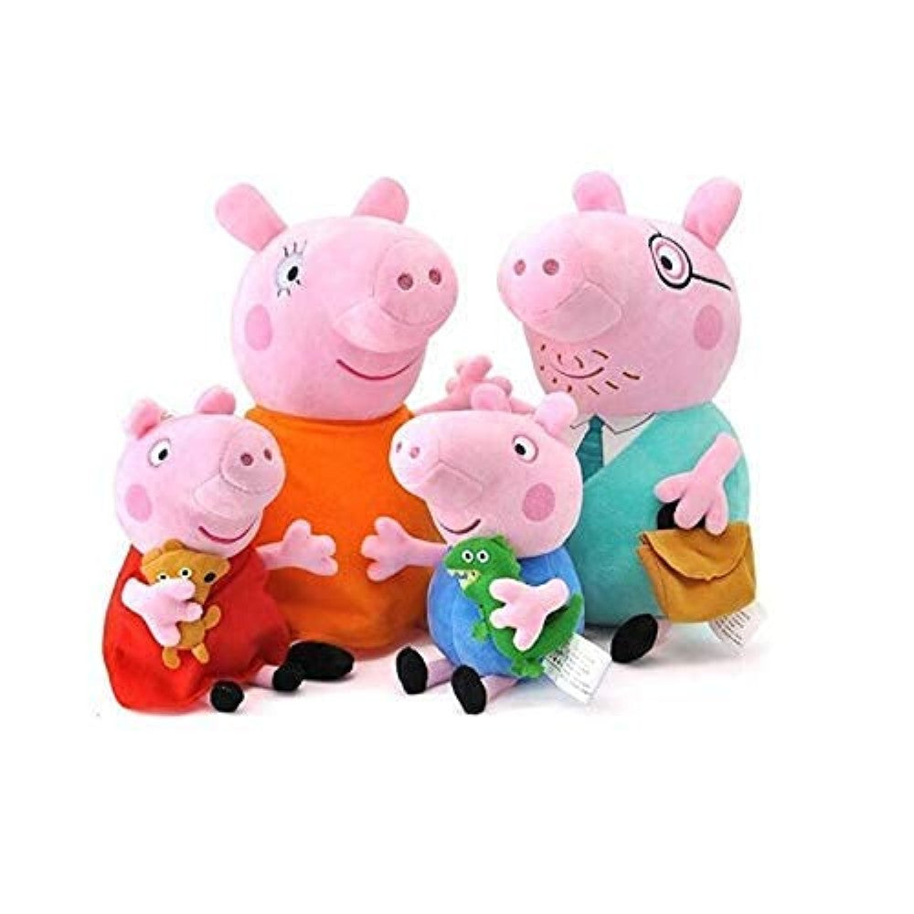 Four plush dolls arranged together