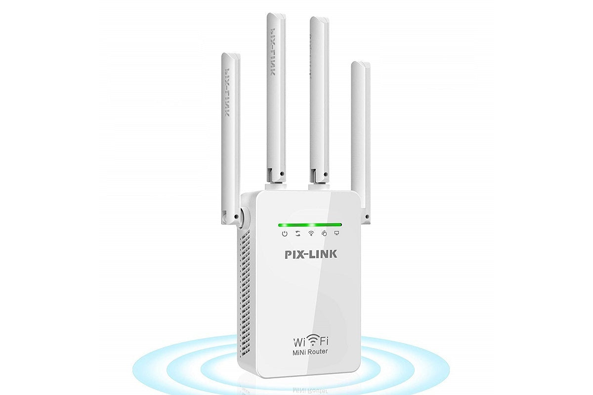 Side view of WiFi repeater with four antennas