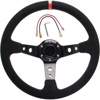 Thumbnail for 350mm deep dish steering wheel suede leather wrap