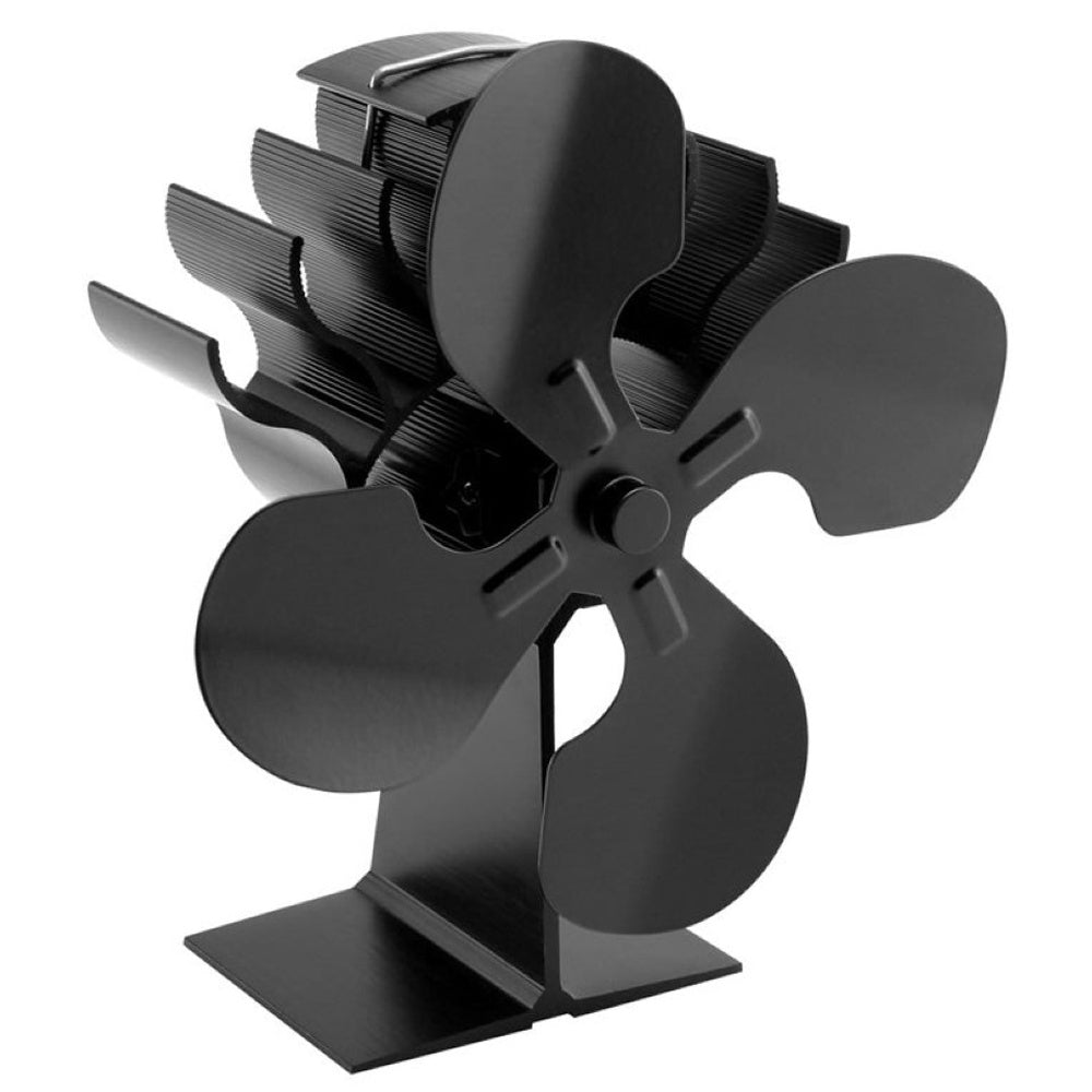 Heat powered stove fan front view with 4 blades
