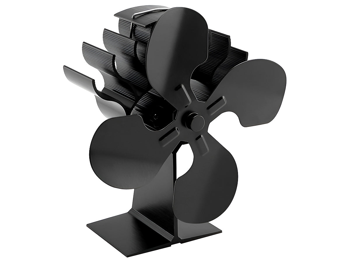 Side angle of stove fan showing steel construction