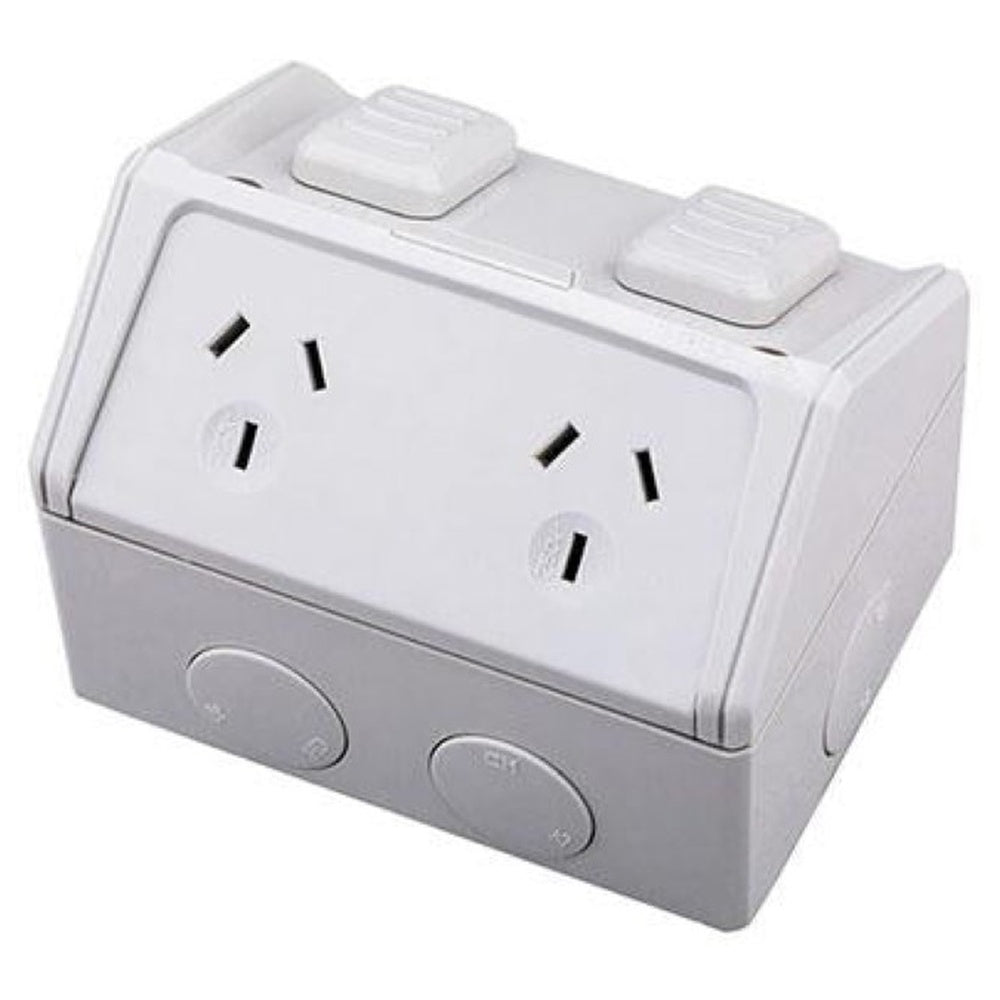 Double Weatherproof Power Point Weatherproof Double Power Point 15A Outdoor Socket NZ | Homyspire
