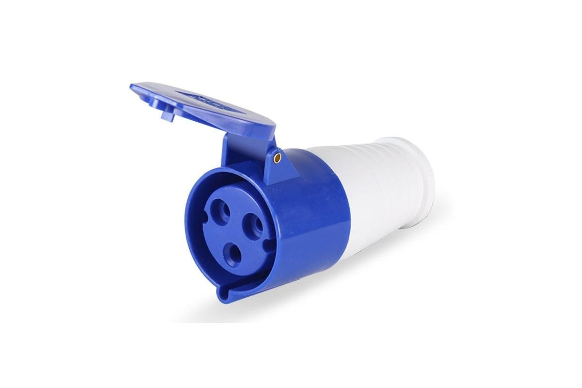 Female caravan lead connector plug 16A IP44 with cover