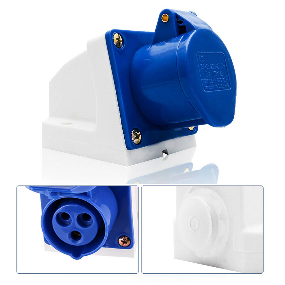 16A IP44 caravan surface socket female blue front