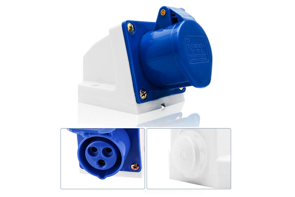 Industrial grade 16A caravan socket with cover