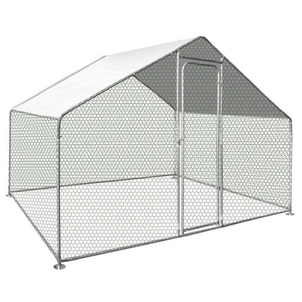 Outdoor chicken coop 3m x 2m metal frame side view