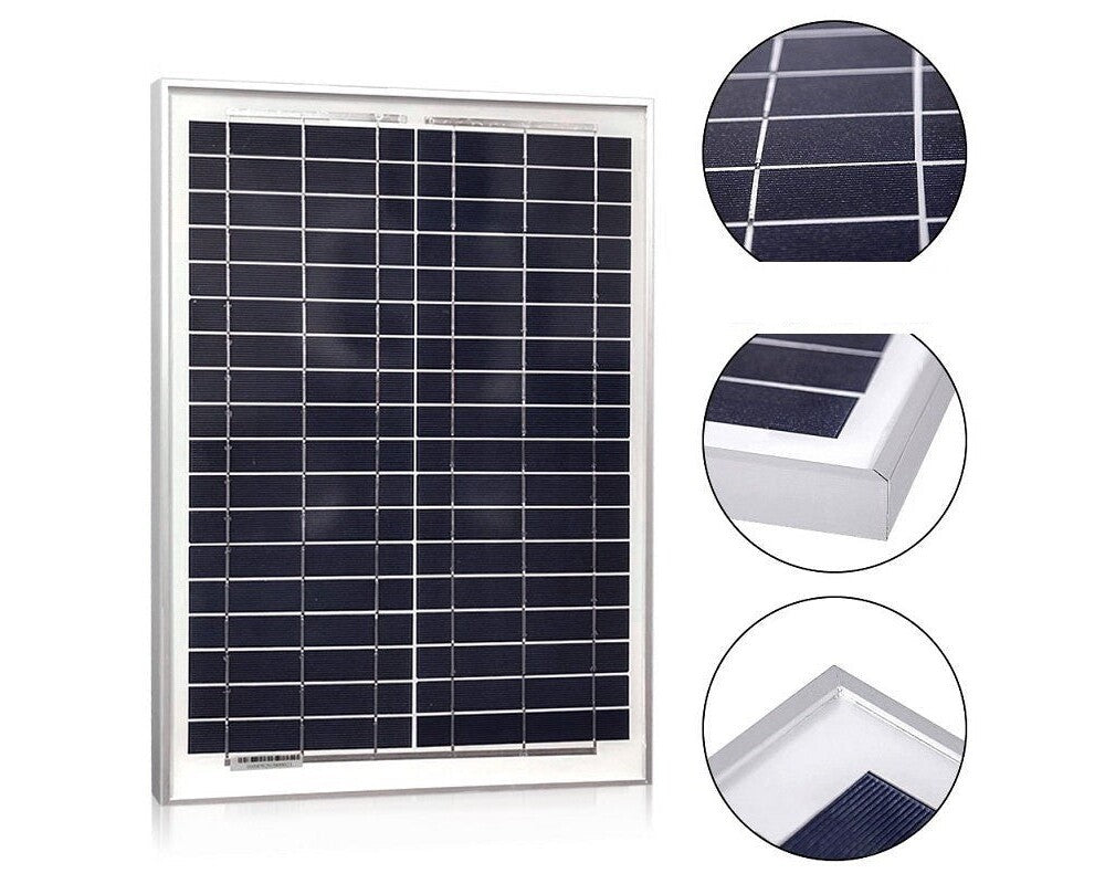 Back view of solar panel with connection terminals