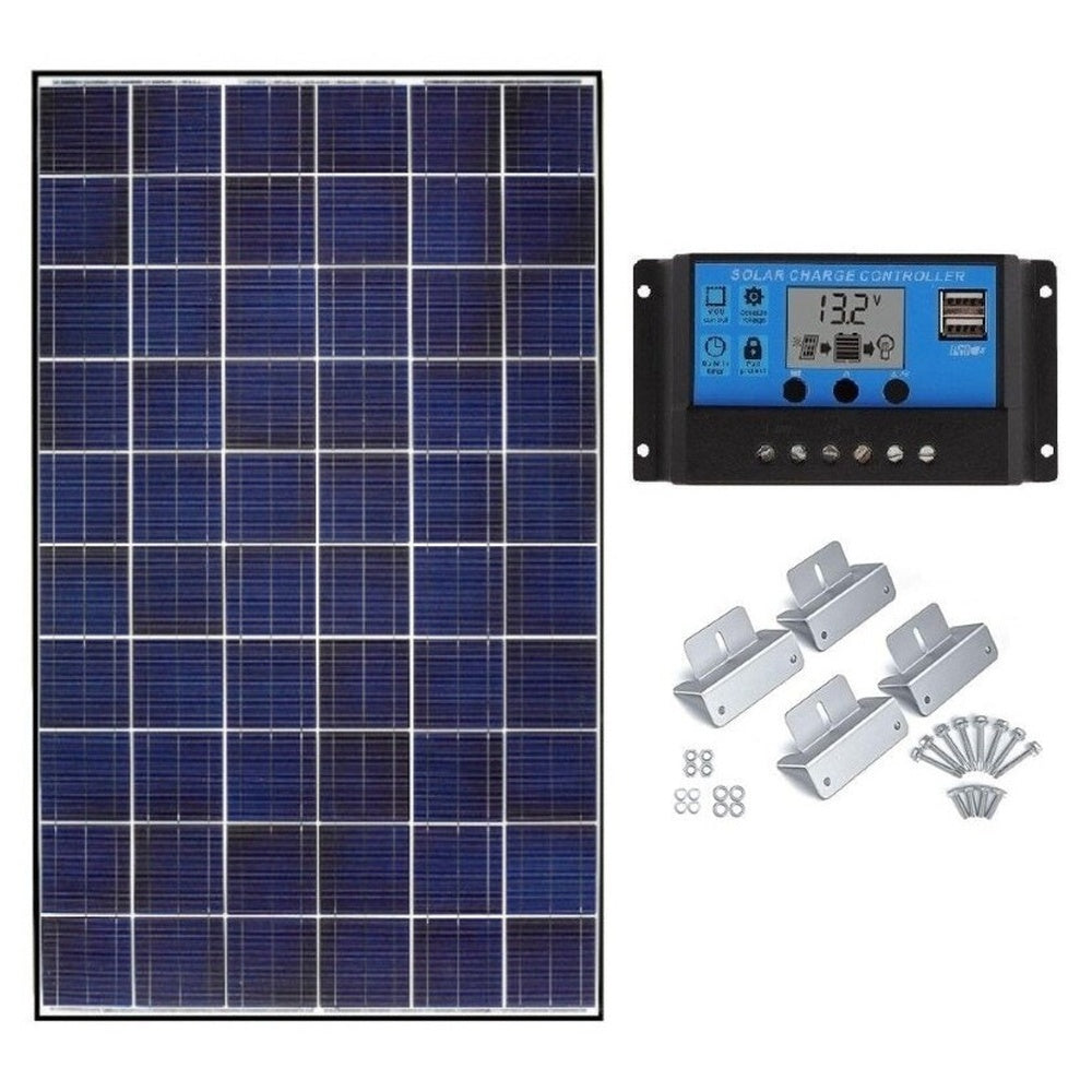 200W solar panel kit front view with silver frame