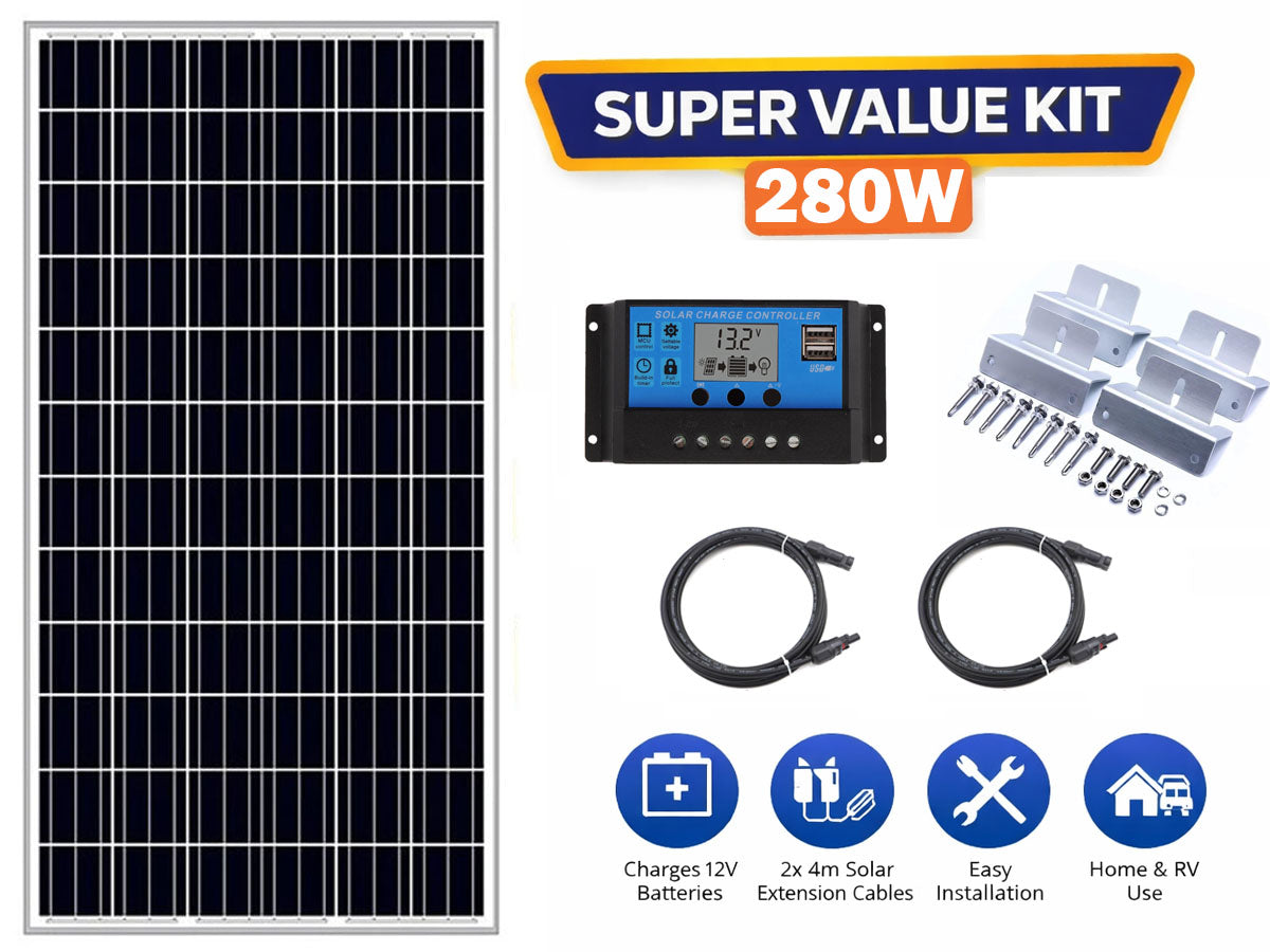 280W solar panel installed on garden shed