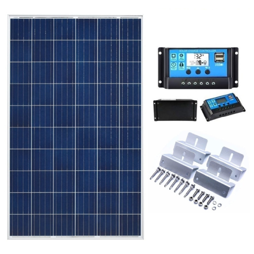300W solar panel kit showing open-circuit voltage label
