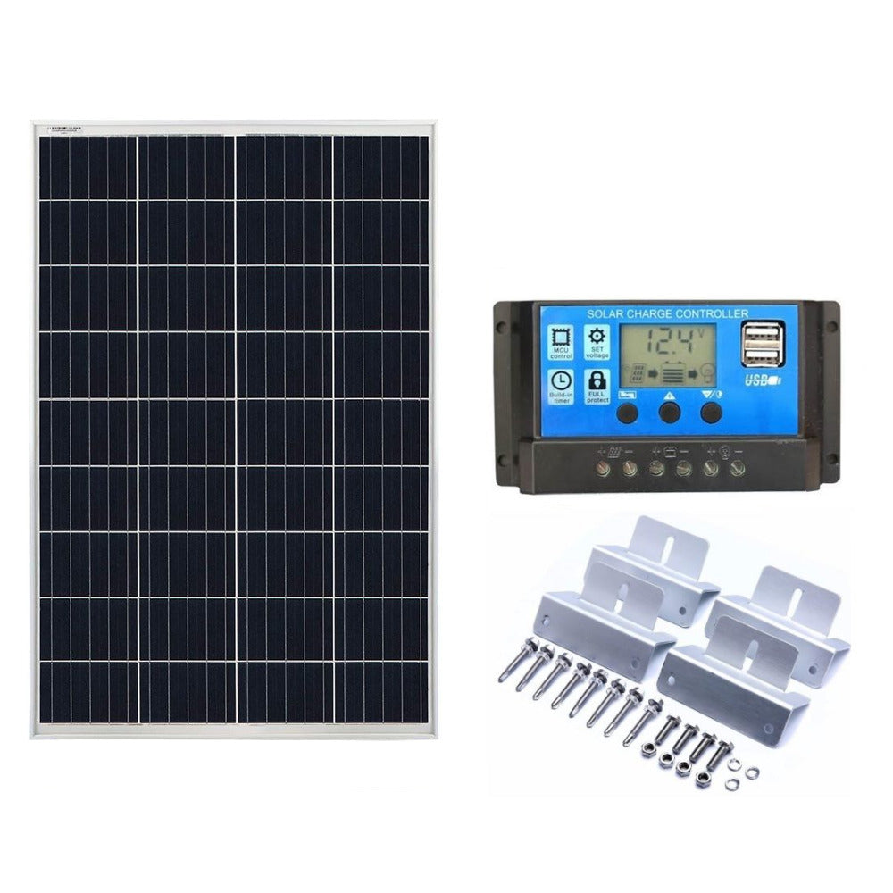 150W solar panel kit front view with silver frame