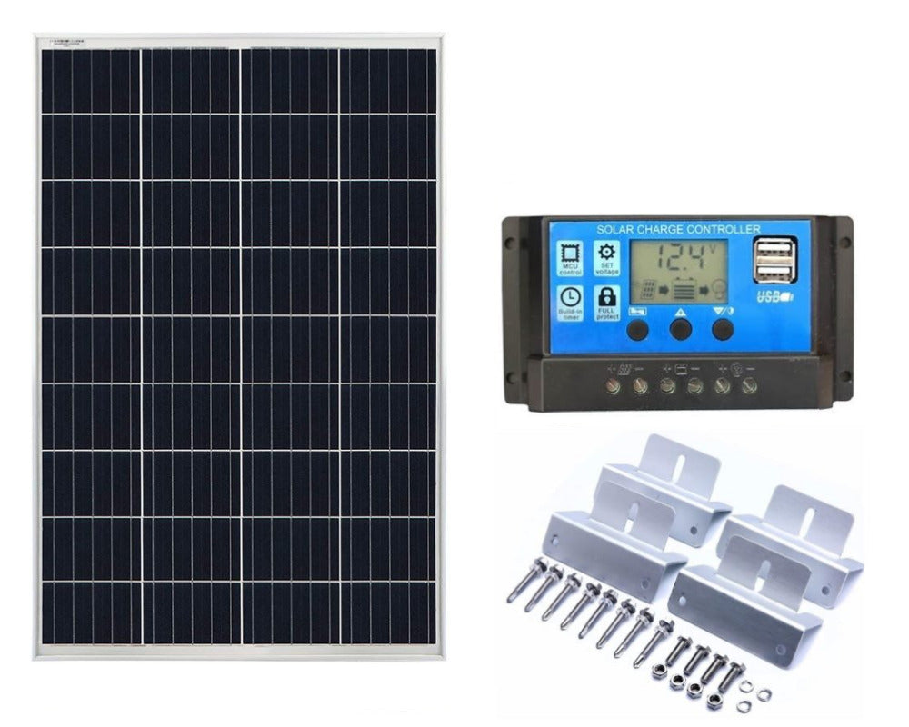 150W solar panel installed on garden shed