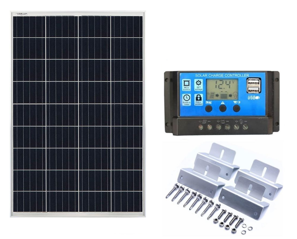 Close-up of polycrystalline cells on 150W panel