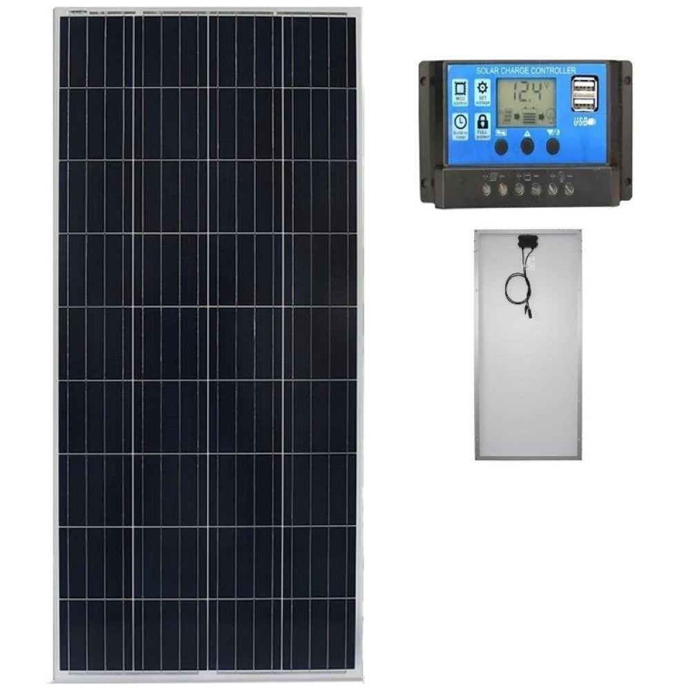 Solar panel packaging showing product dimensions