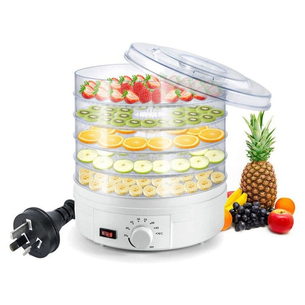Food dehydrator showing power and temperature label
