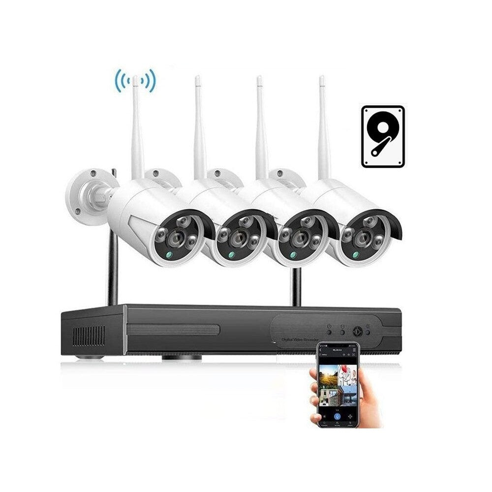 Wireless security camera system with four cameras setup