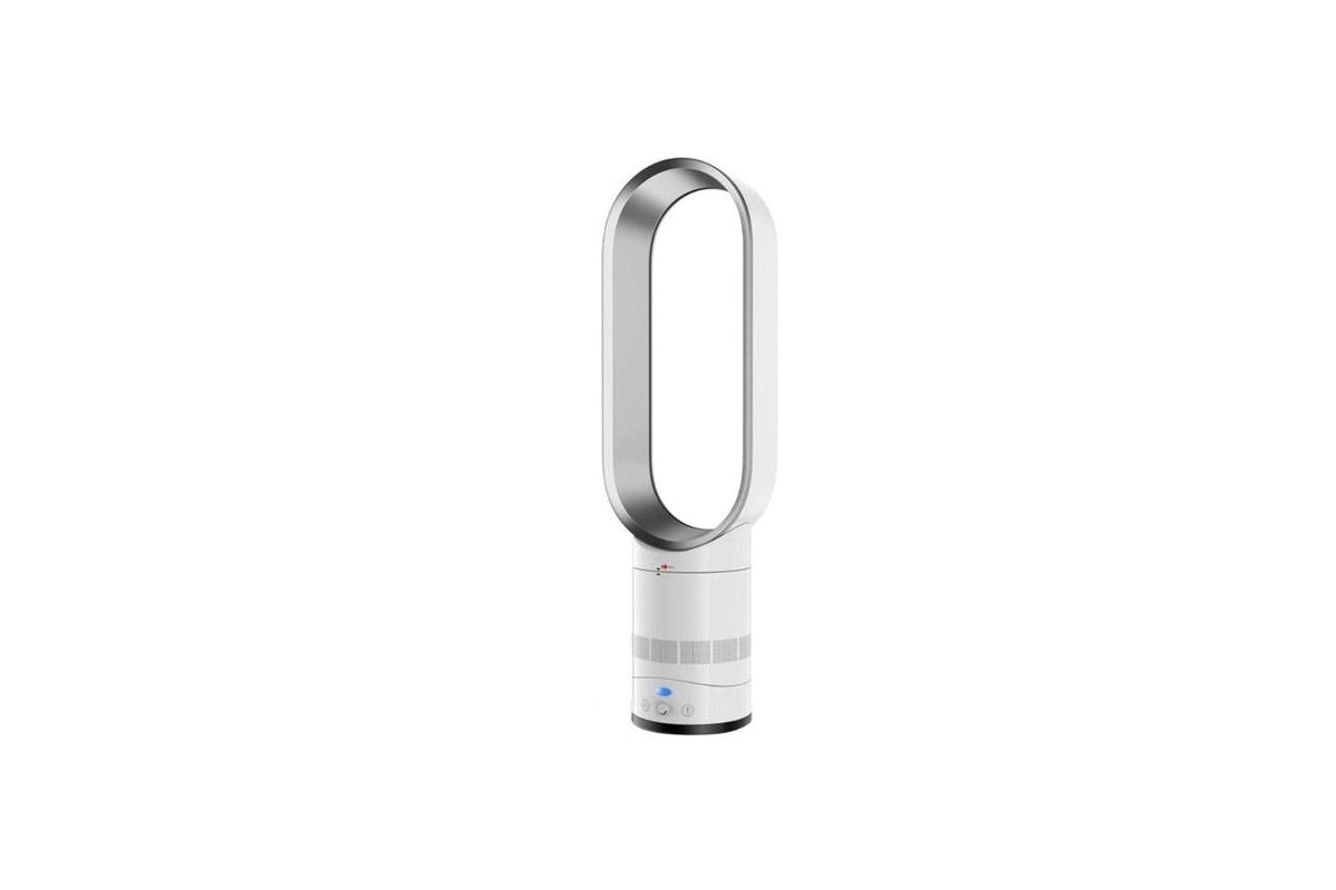Side view of bladeless fan showing oval shape
