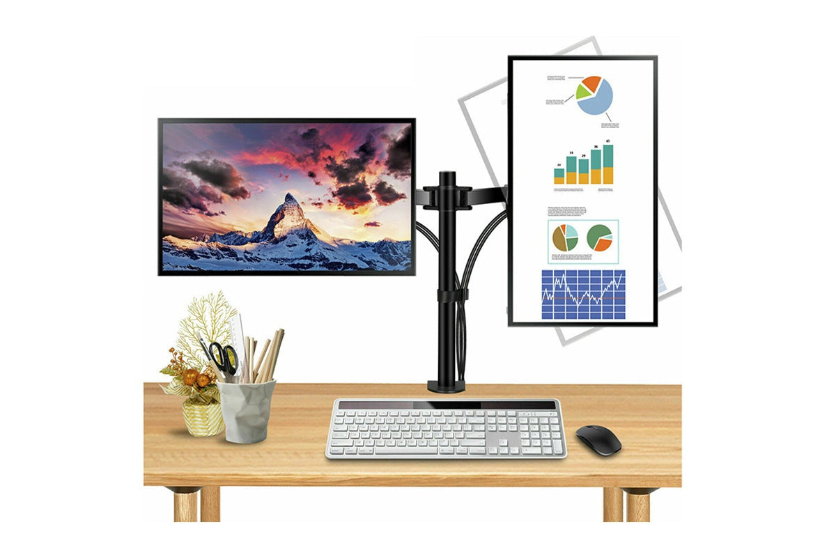 Monitor mount holding two screens