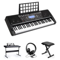 Thumbnail for Electronic piano keyboard 61 keys with silver body and stool