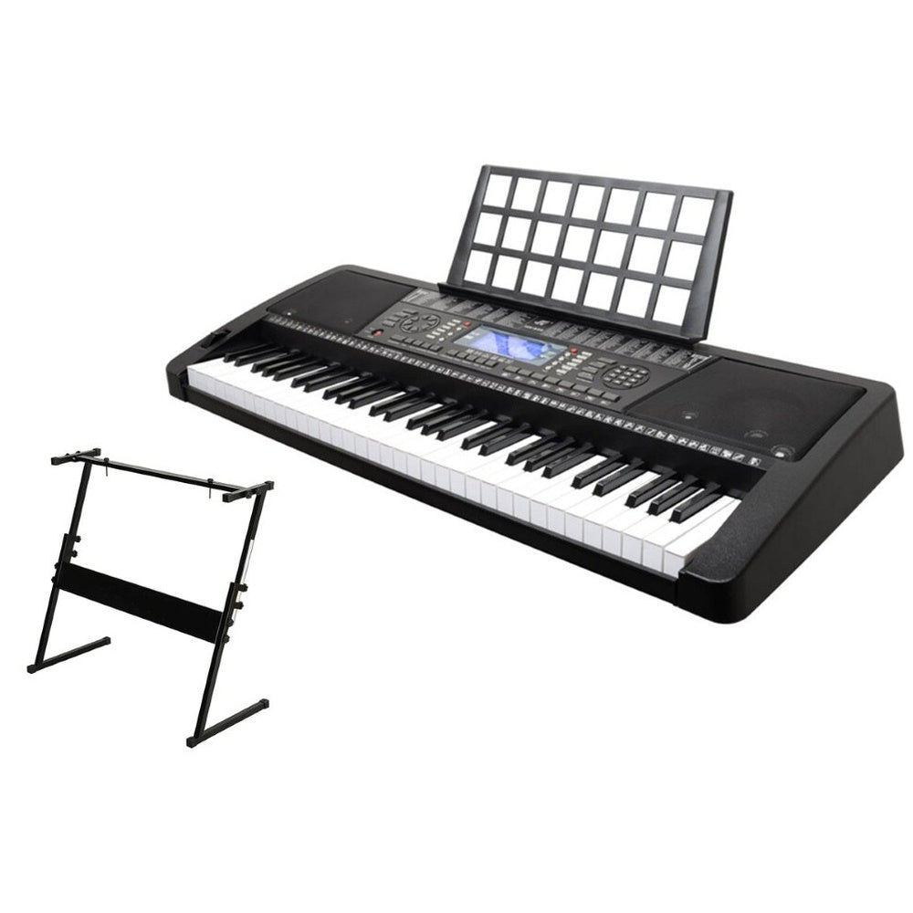 Electronic keyboard piano 61 keys silver front view