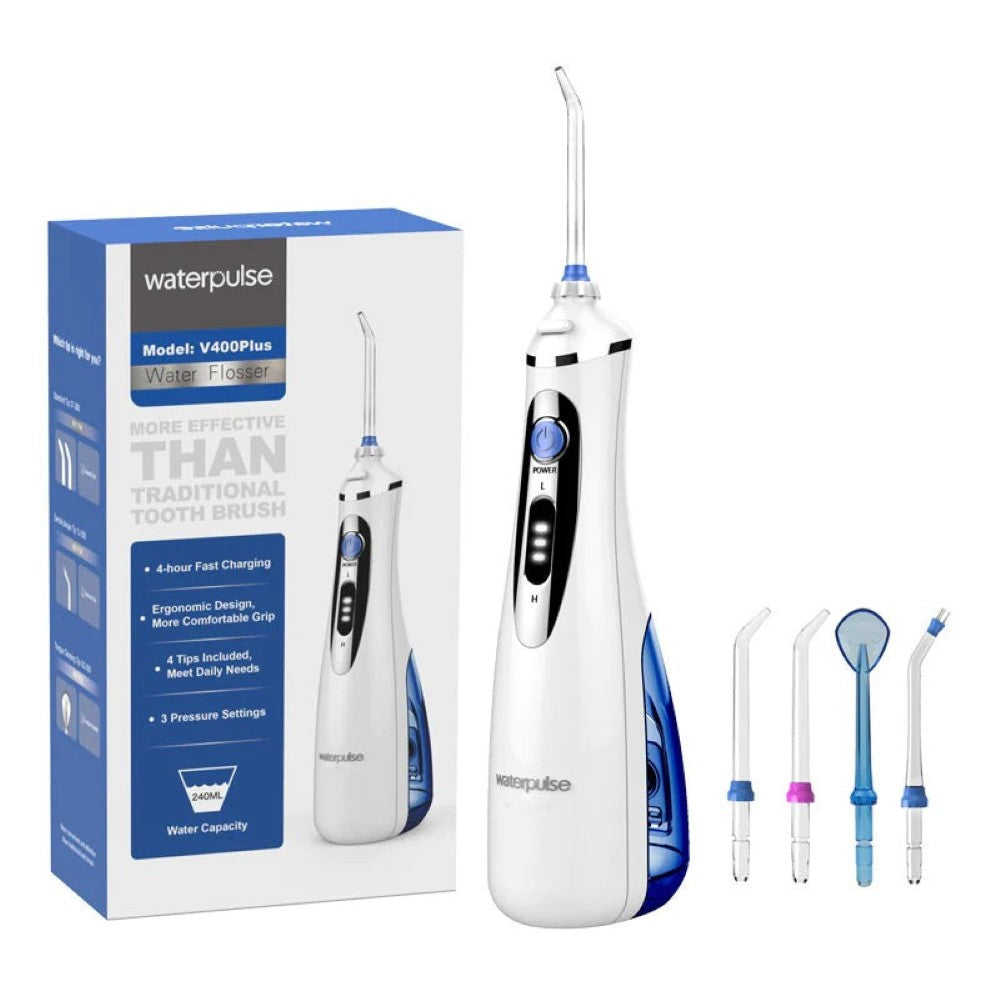 Water flosser with nozzle inserted ready for use