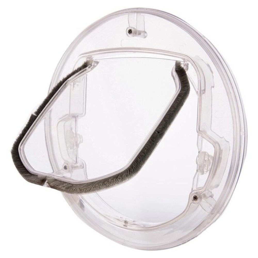 Pet door flap swinging open