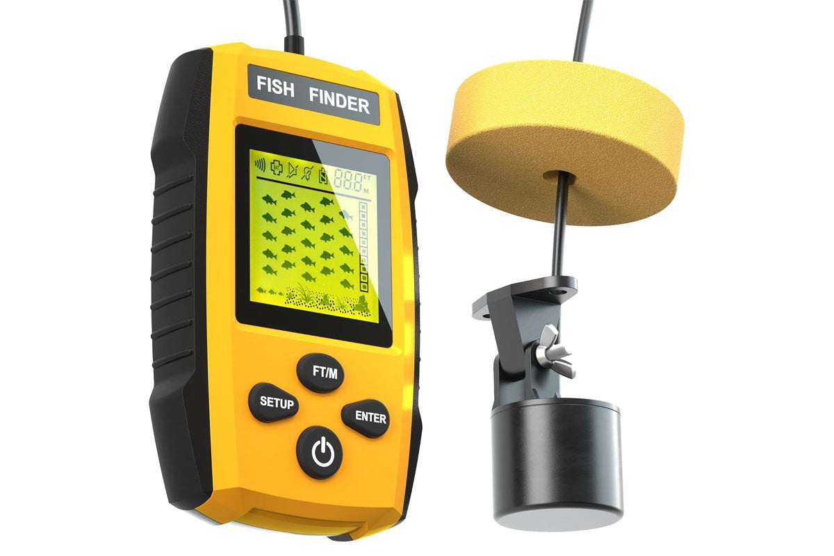 Fish finder showing depth and fish icons