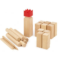 Thumbnail for Kubb set with corner stakes and king block