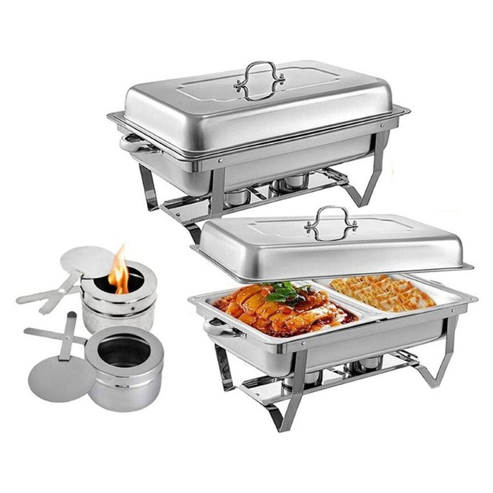 Chafing dish dual grid showing pan sizes