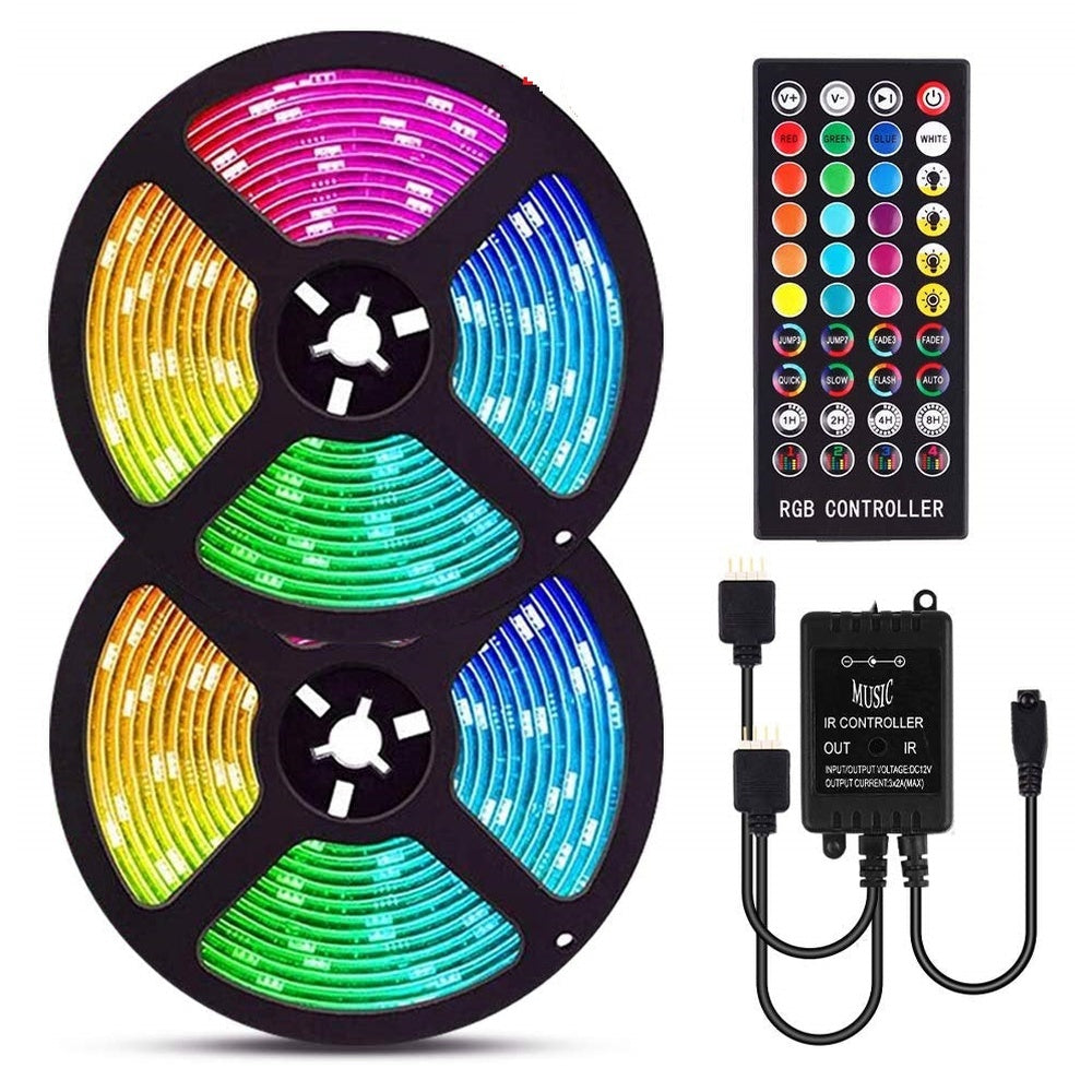 LED strip light glowing in indoor setting