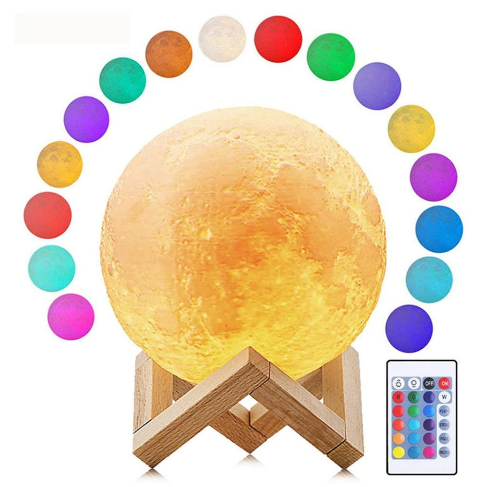 Moon lamp night light with adjustable brightness