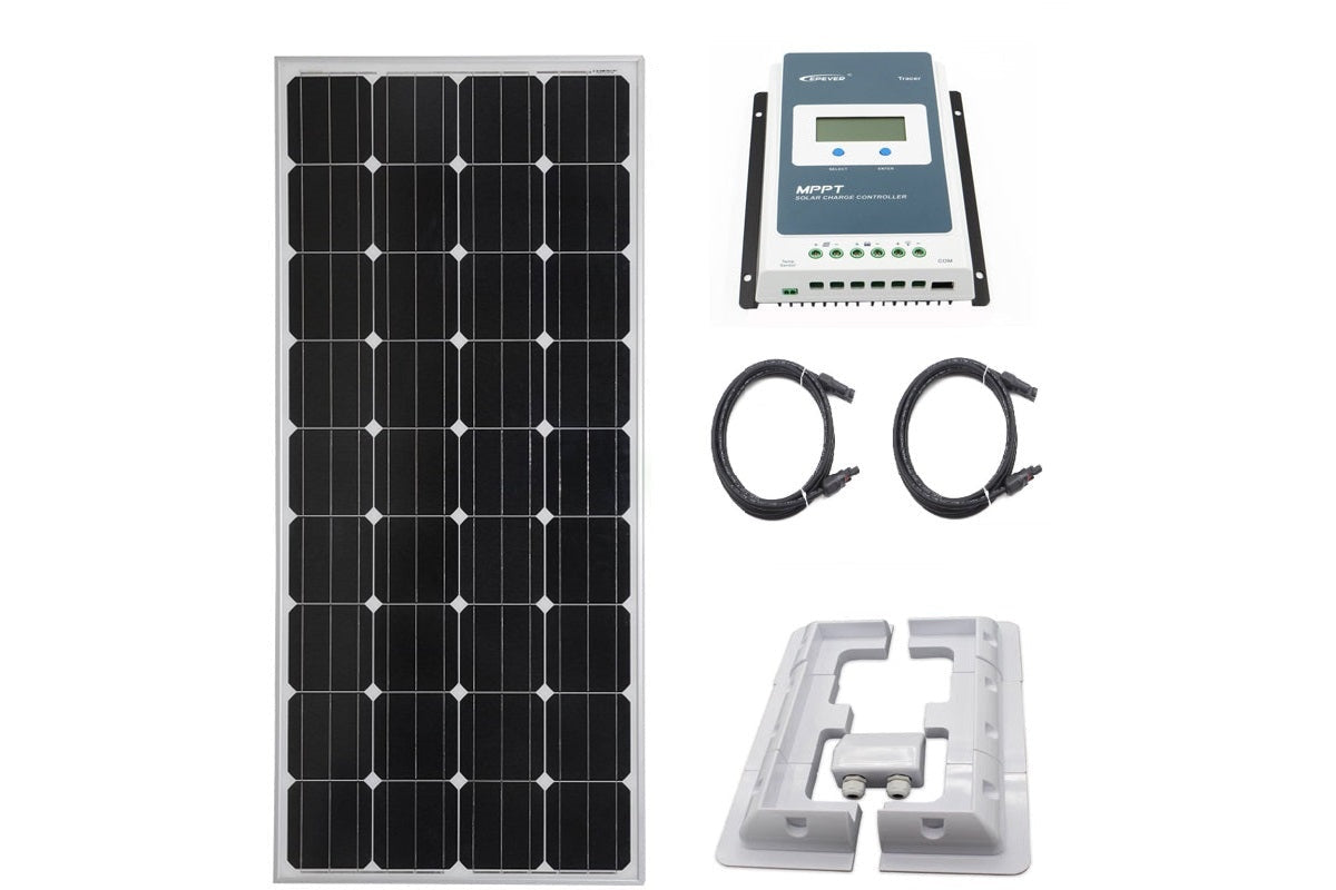 Solar panel mounted on caravan roof