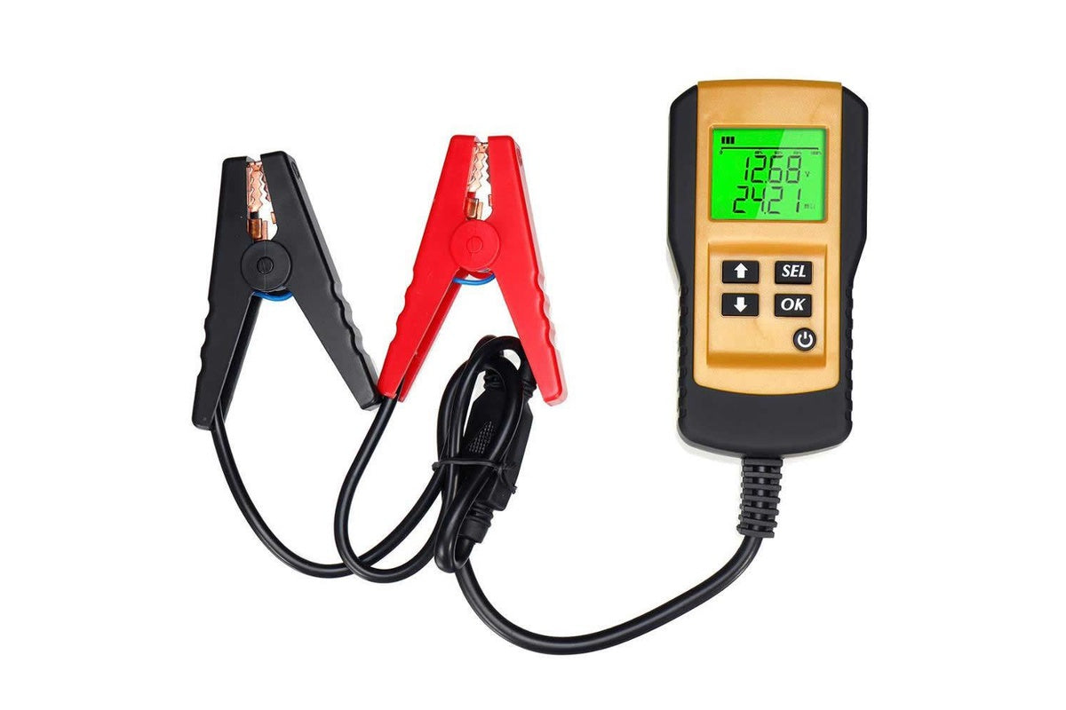 Tester showing battery voltage reading