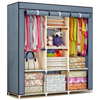 Thumbnail for Wardrobe organiser grey canvas with zipped door