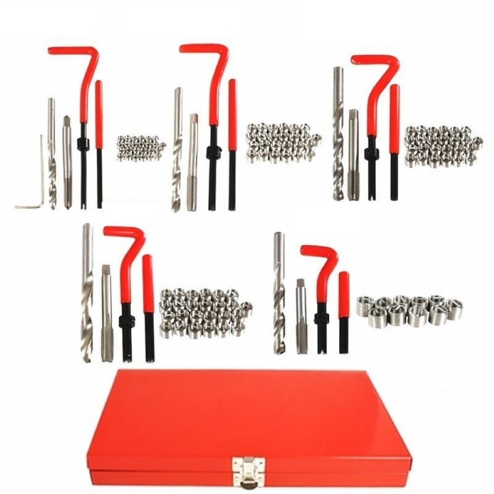 Helicoil thread repair kit tools laid out