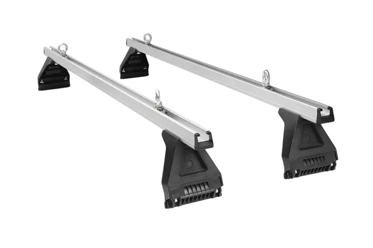 Close-up of gutter mount on car roof rack cross bar