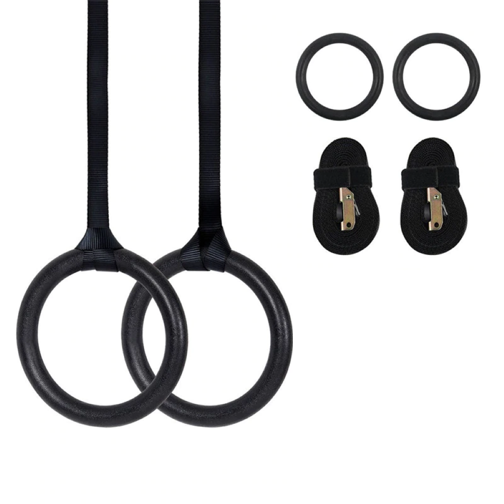 Olympic gymnastic rings black front view