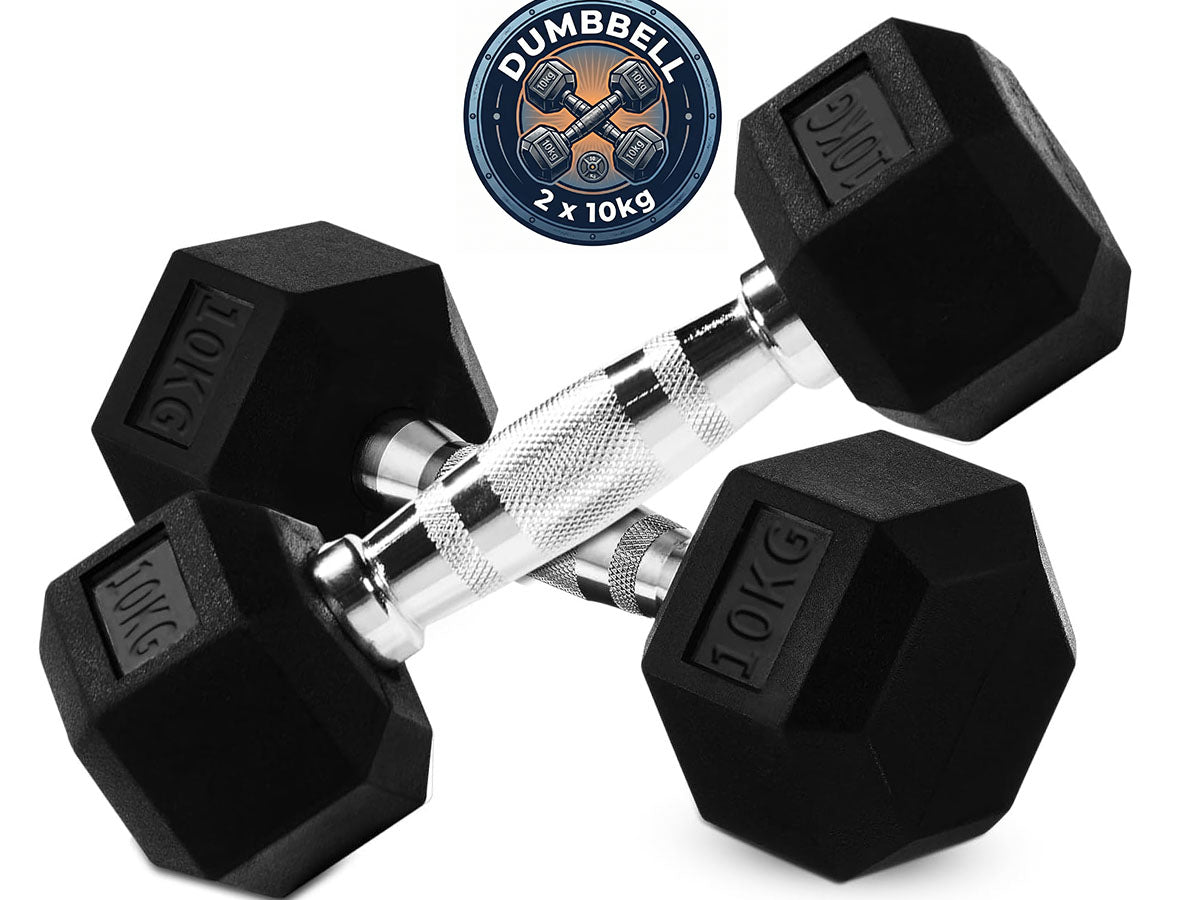 Dumbbell Set - 2 x 10kg Hex Weights