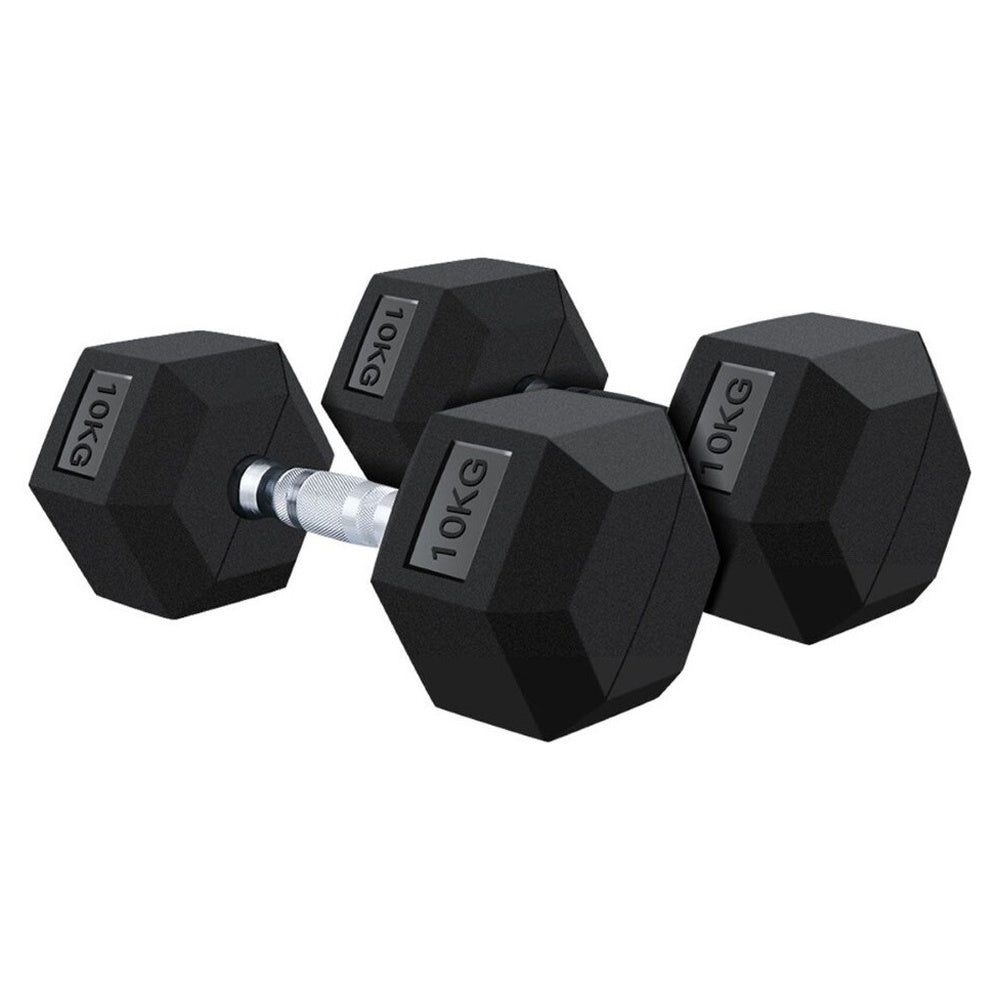 Dumbbell set 2x10kg with rubber hex heads