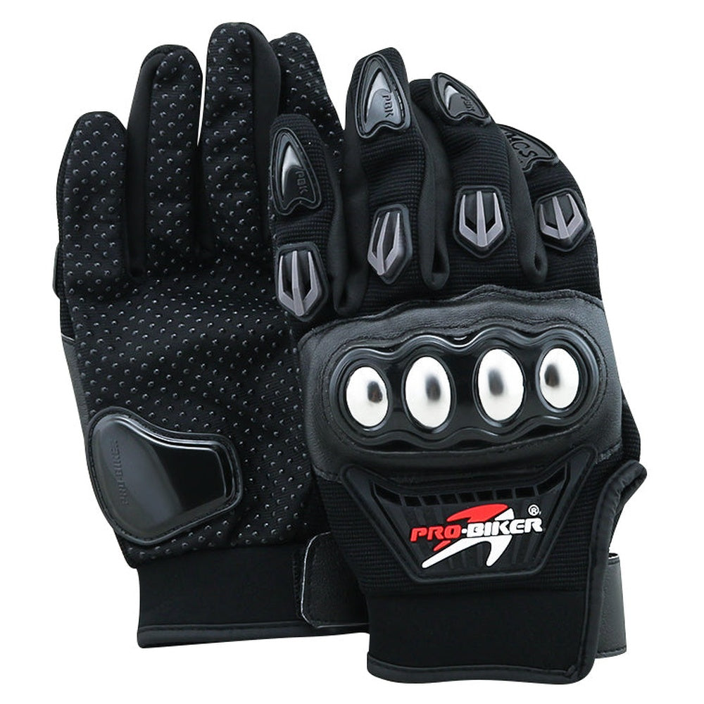 Black motorbike gloves with shock-absorbing foam