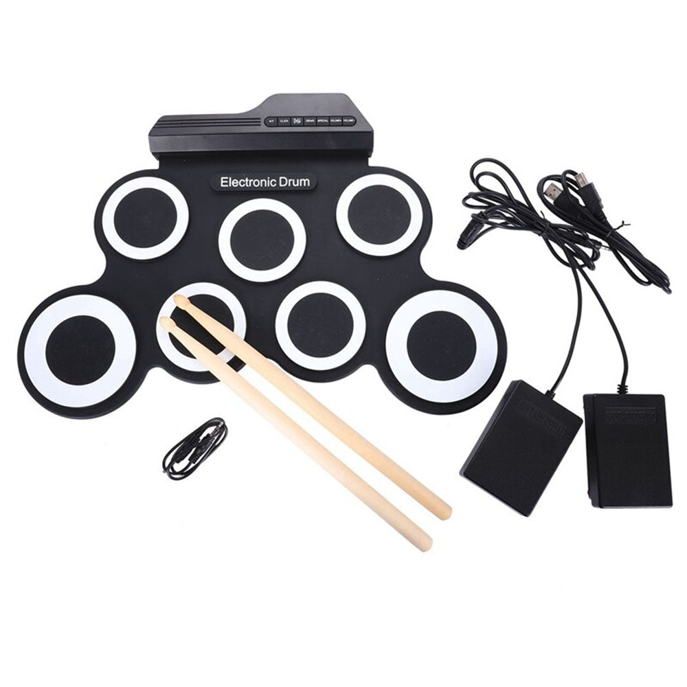 Electronic roll up drum kit black and white colour top view