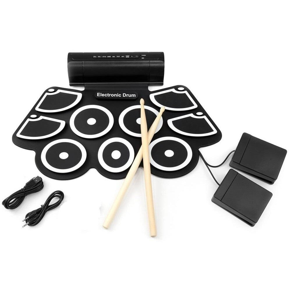 Electronic roll up drum kit with user manual and accessories