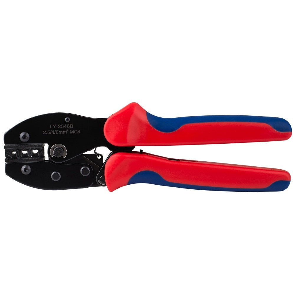 MC4 solar crimping tool showing precision dies
