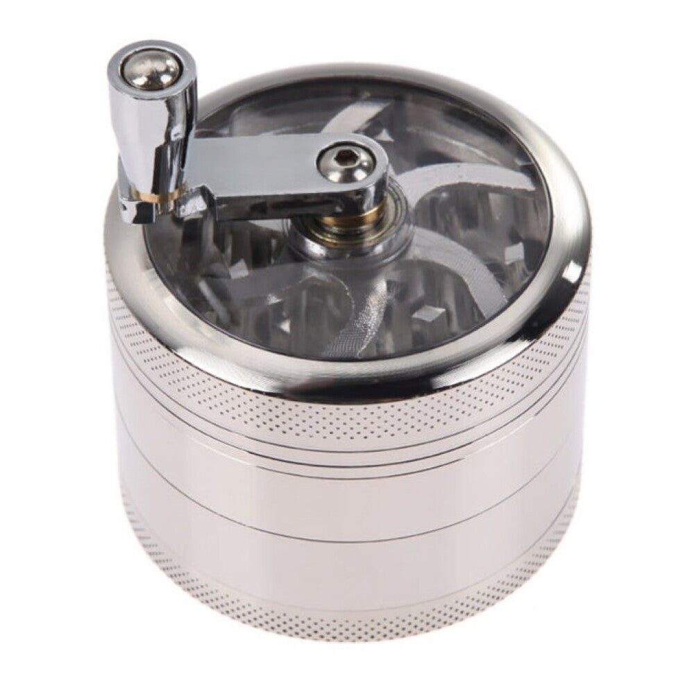 Side view of black aluminium herb grinder