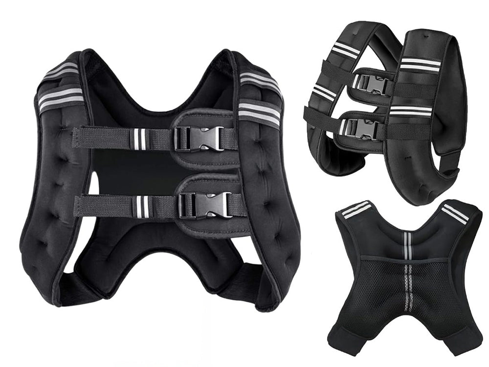 Reflective strips on weighted vest for safety