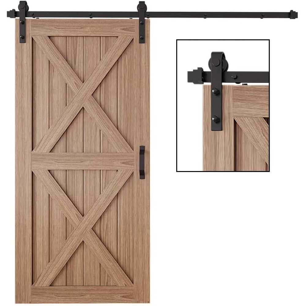 Barn door hardware kit parts laid out